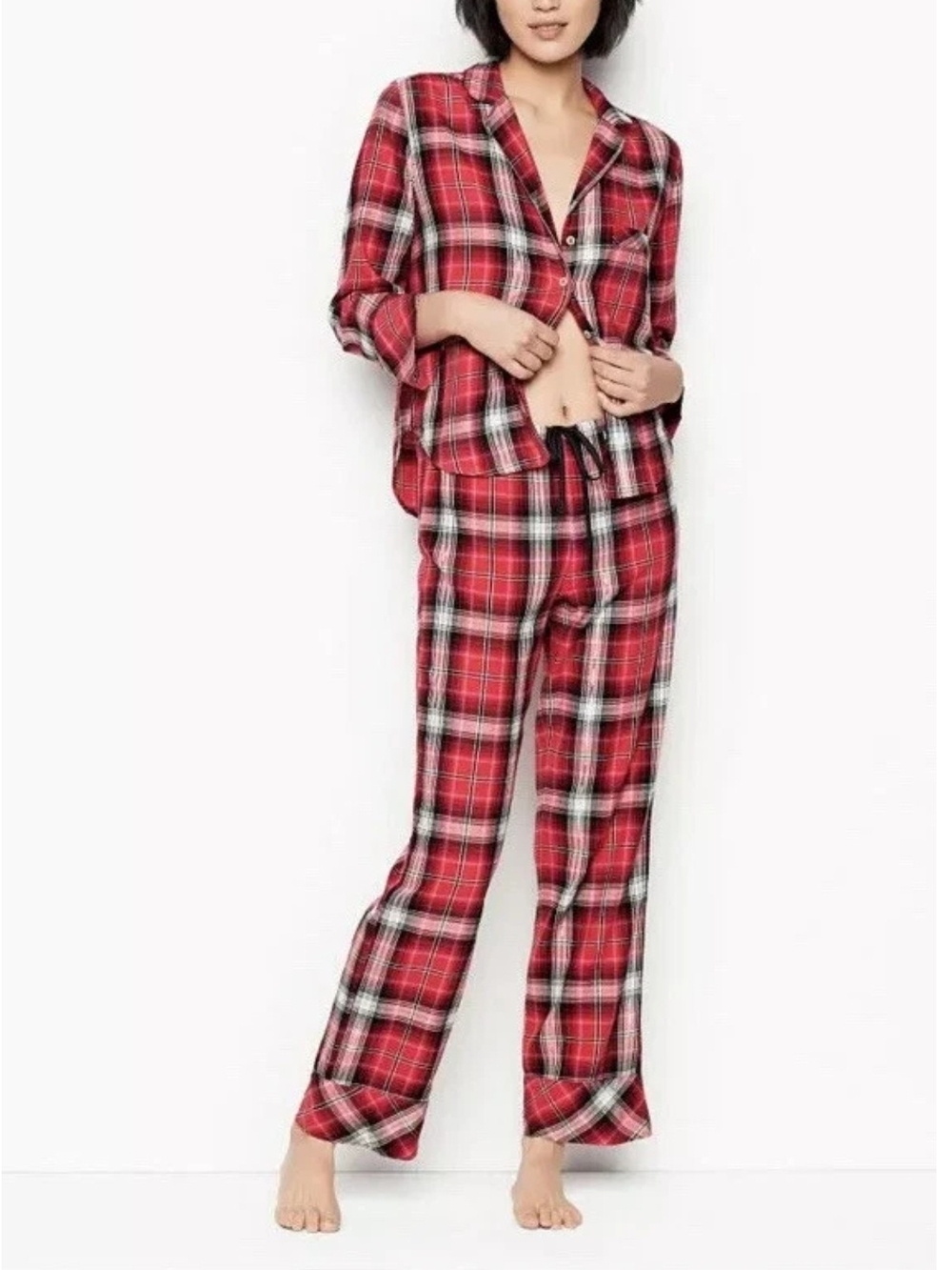 Victoria's Secret Red Plaid Two-Piece Pajama Set Size M